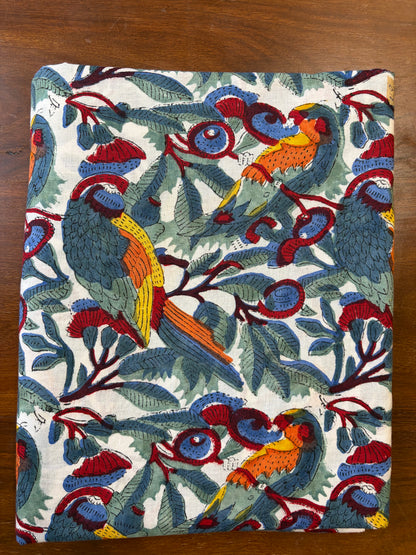 100% Cotton Hand Block Print Fabric | Premium Bird & Floral Print Cotton Fabric | Sustainable Dress Material Manufacturer India
