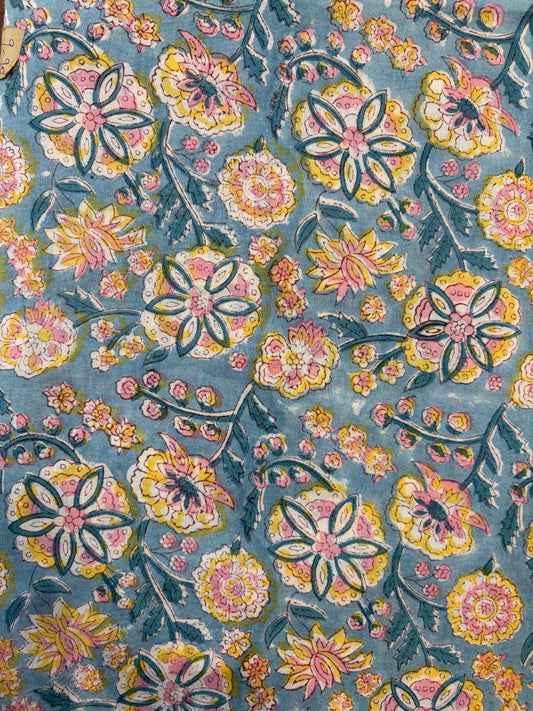 100% Cotton Hand Block Print Fabric | Vintage Floral Cotton Fabric | Jaipur Block Printed Dress Material | Custom Colors Available