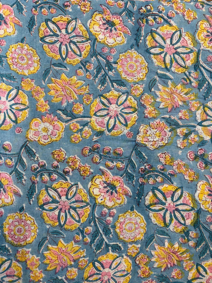 100% Cotton Hand Block Print Fabric | Vintage Floral Cotton Fabric | Jaipur Block Printed Dress Material | Custom Colors Available