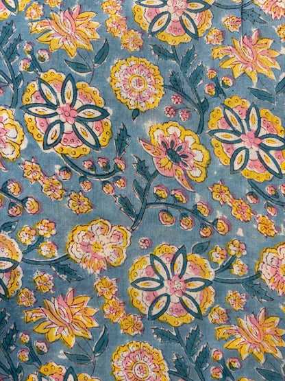 100% Cotton Hand Block Print Fabric | Vintage Floral Cotton Fabric | Jaipur Block Printed Dress Material | Custom Colors Available