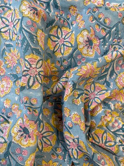 100% Cotton Hand Block Print Fabric | Vintage Floral Cotton Fabric | Jaipur Block Printed Dress Material | Custom Colors Available