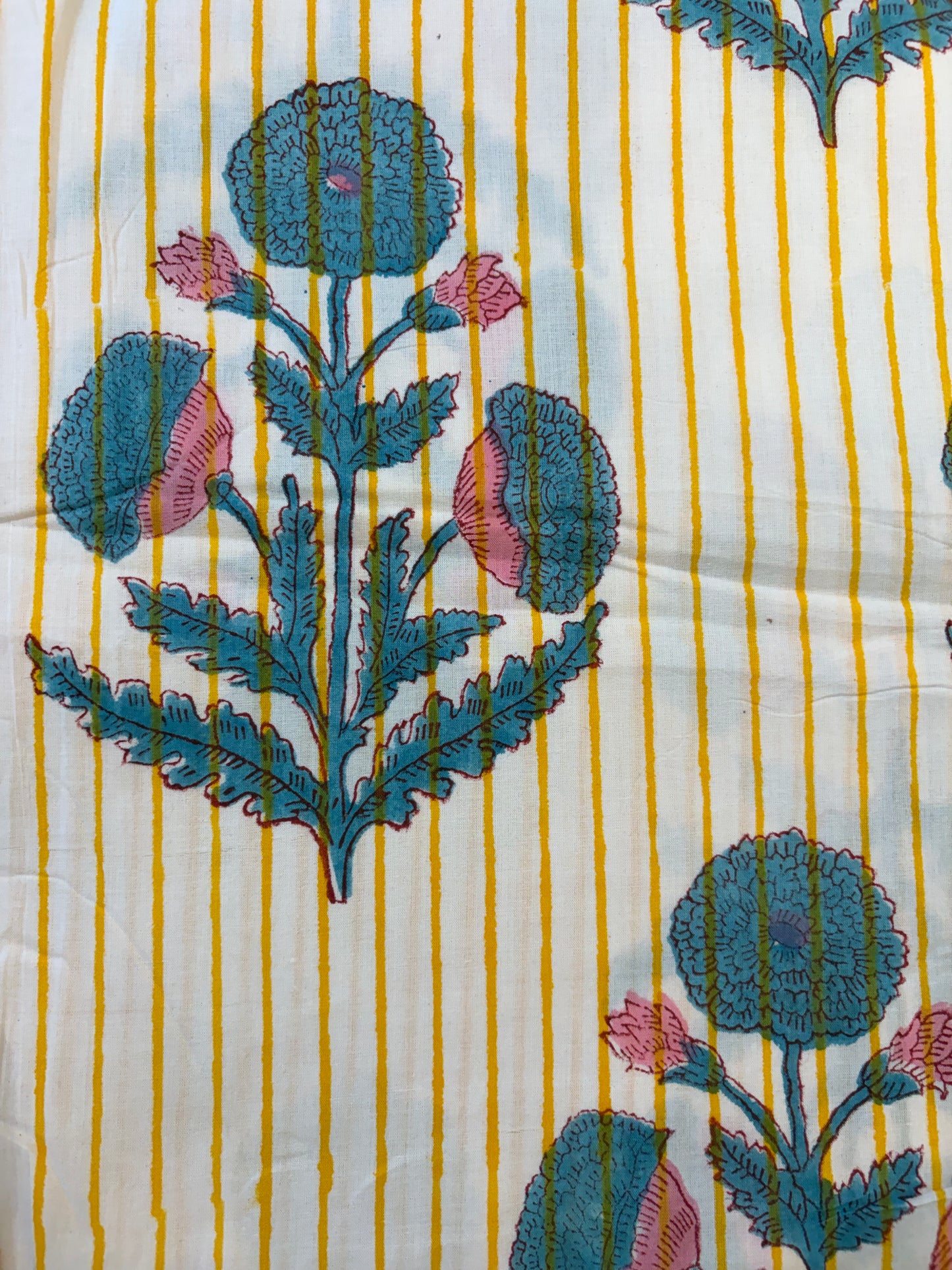 100% Cotton Hand Block Print Fabric | Floral Stripe Cotton Fabric | Jaipur Printed Dress Material | Sustainable Apparel Fabric