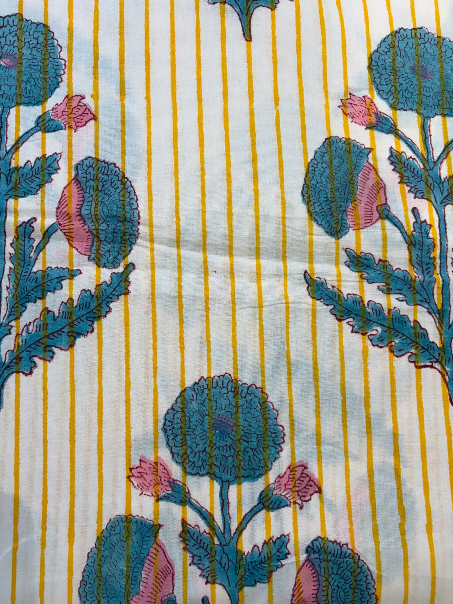 100% Cotton Hand Block Print Fabric | Floral Stripe Cotton Fabric | Jaipur Printed Dress Material | Sustainable Apparel Fabric