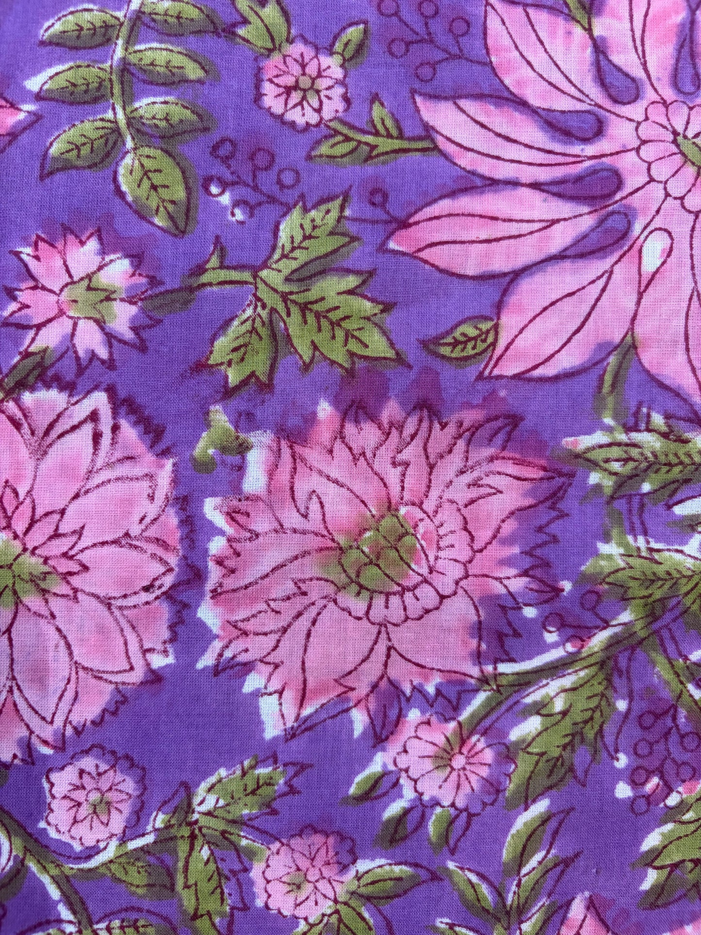100% Cotton Hand Block Print Paisley 100% Cotton Hand Block Print Floral Fabric | Lavender Botanical Cotton Fabric | Coordinated Print Collection | Jaipur Manufacturer