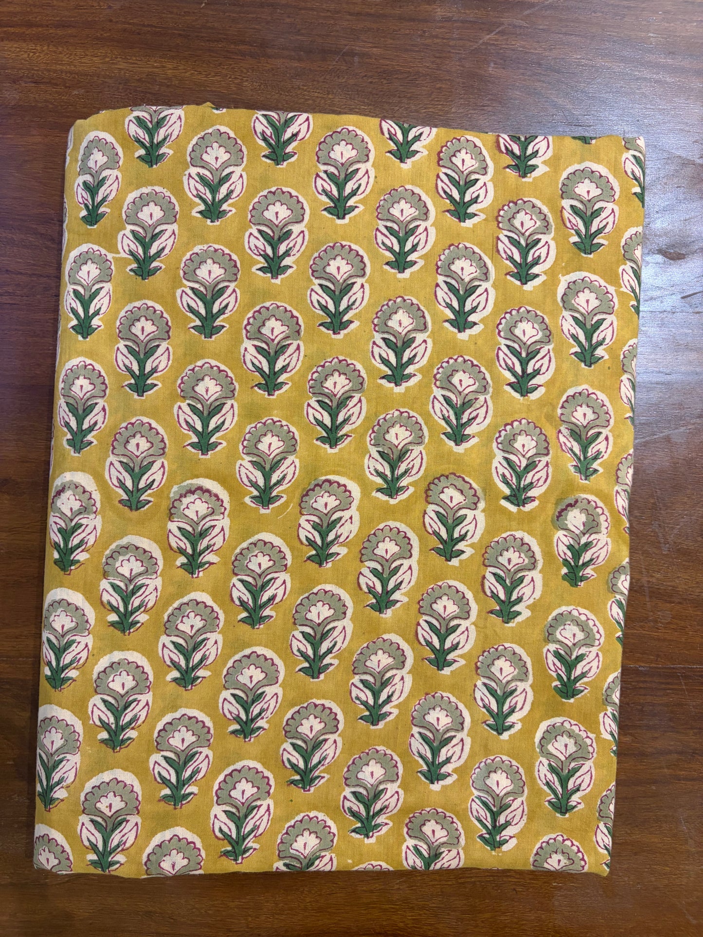 100% Cotton Hand Block Print Paisley Fabric | Mustard Floral Paisley Cotton Fabric | Jaipur Printed Dress Material Manufacturer