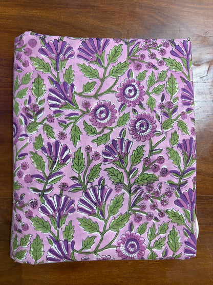 100% Cotton Hand Block Print Paisley 100% Cotton Hand Block Print Floral Fabric | Lavender Botanical Cotton Fabric | Coordinated Print Collection | Jaipur Manufacturer