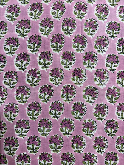 100% Cotton Hand Block Print Paisley 100% Cotton Hand Block Print Floral Fabric | Lavender Botanical Cotton Fabric | Coordinated Print Collection | Jaipur Manufacturer