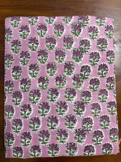 100% Cotton Hand Block Print Paisley 100% Cotton Hand Block Print Floral Fabric | Lavender Botanical Cotton Fabric | Coordinated Print Collection | Jaipur Manufacturer