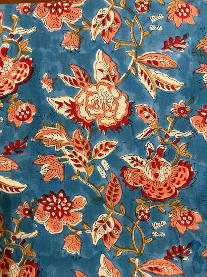 100% Cotton Hand Block Print Fabric 100% Cotton Hand Block Print Floral Vine Fabric | Vintage Botanical Cotton Fabric | Jaipur Printed Cotton Fabric Manufacturer