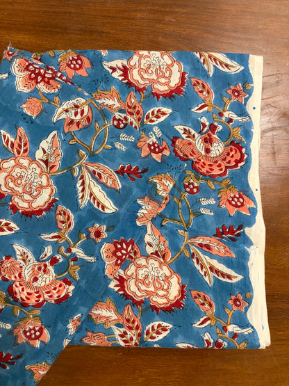 100% Cotton Hand Block Print Fabric 100% Cotton Hand Block Print Floral Vine Fabric | Vintage Botanical Cotton Fabric | Jaipur Printed Cotton Fabric Manufacturer