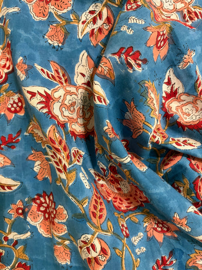 100% Cotton Hand Block Print Fabric 100% Cotton Hand Block Print Floral Vine Fabric | Vintage Botanical Cotton Fabric | Jaipur Printed Cotton Fabric Manufacturer