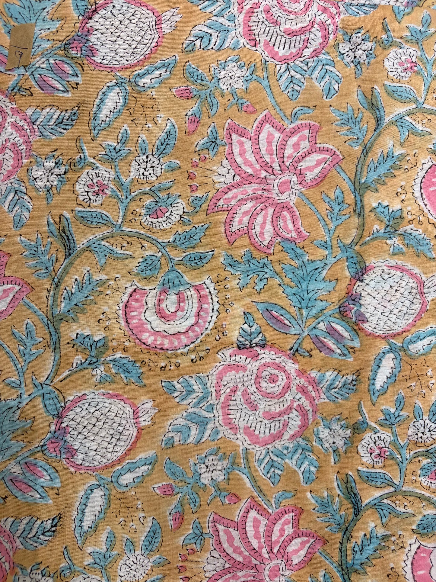 100% Cotton Hand Block Print Fabric 100% Cotton Hand Block Print Floral Vi100% Cotton Hand Block Print Floral Fabric | Pastel Botanical Cotton Fabric | Jaipur Printed Dress Material Manufacturer