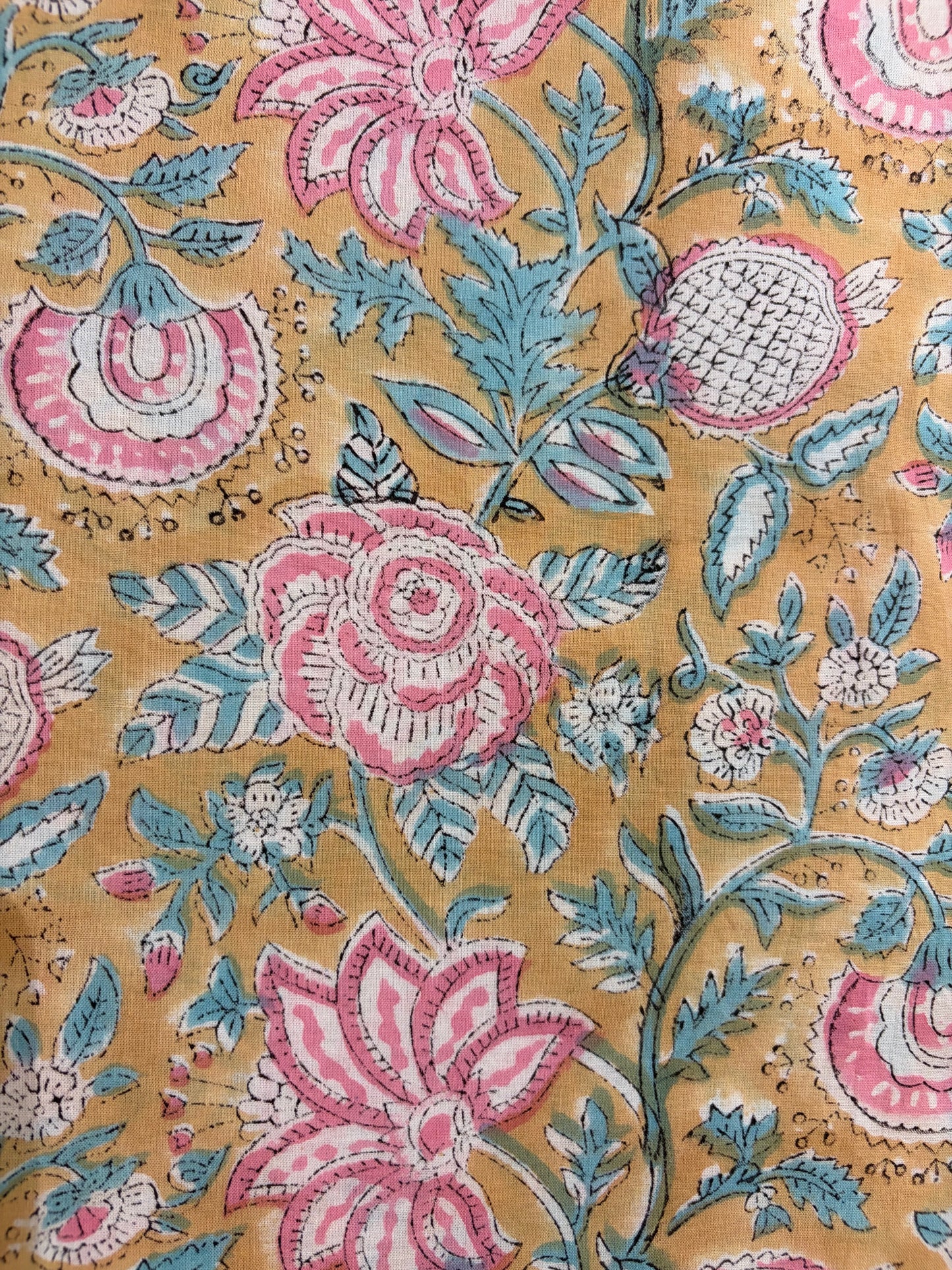 100% Cotton Hand Block Print Fabric 100% Cotton Hand Block Print Floral Vi100% Cotton Hand Block Print Floral Fabric | Pastel Botanical Cotton Fabric | Jaipur Printed Dress Material Manufacturer