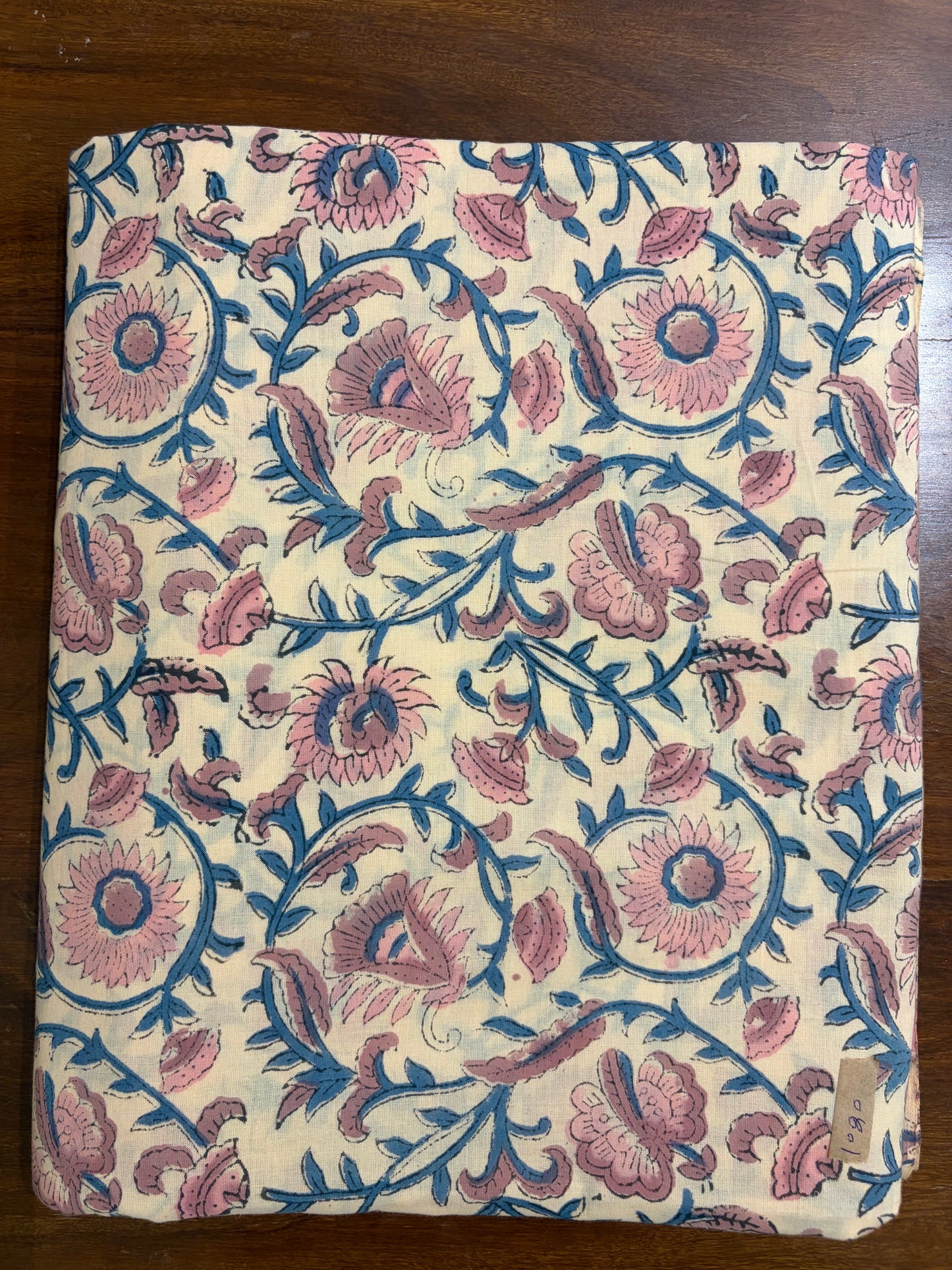 100% Cotton Hand Block Printed Fabric | Floral Buta with Matching Border Print | Soft Cambric Fabric | Indian Handmade Textile by Jaipur Manufacturer