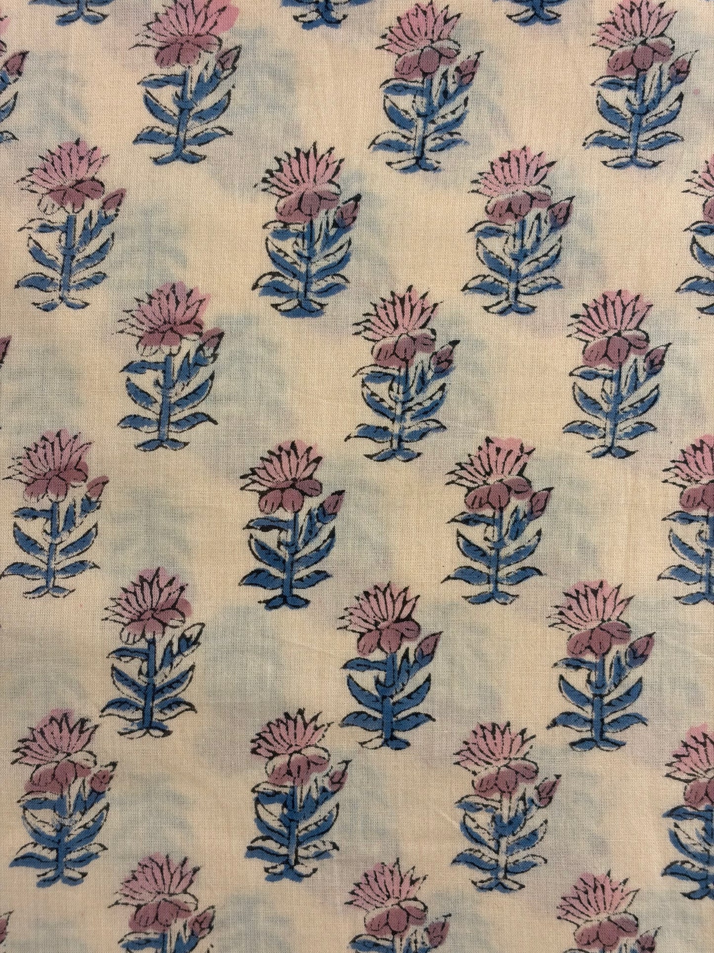 100% Cotton Hand Block Printed Fabric | Floral Buta with Matching Border Print | Soft Cambric Fabric | Indian Handmade Textile by Jaipur Manufacturer