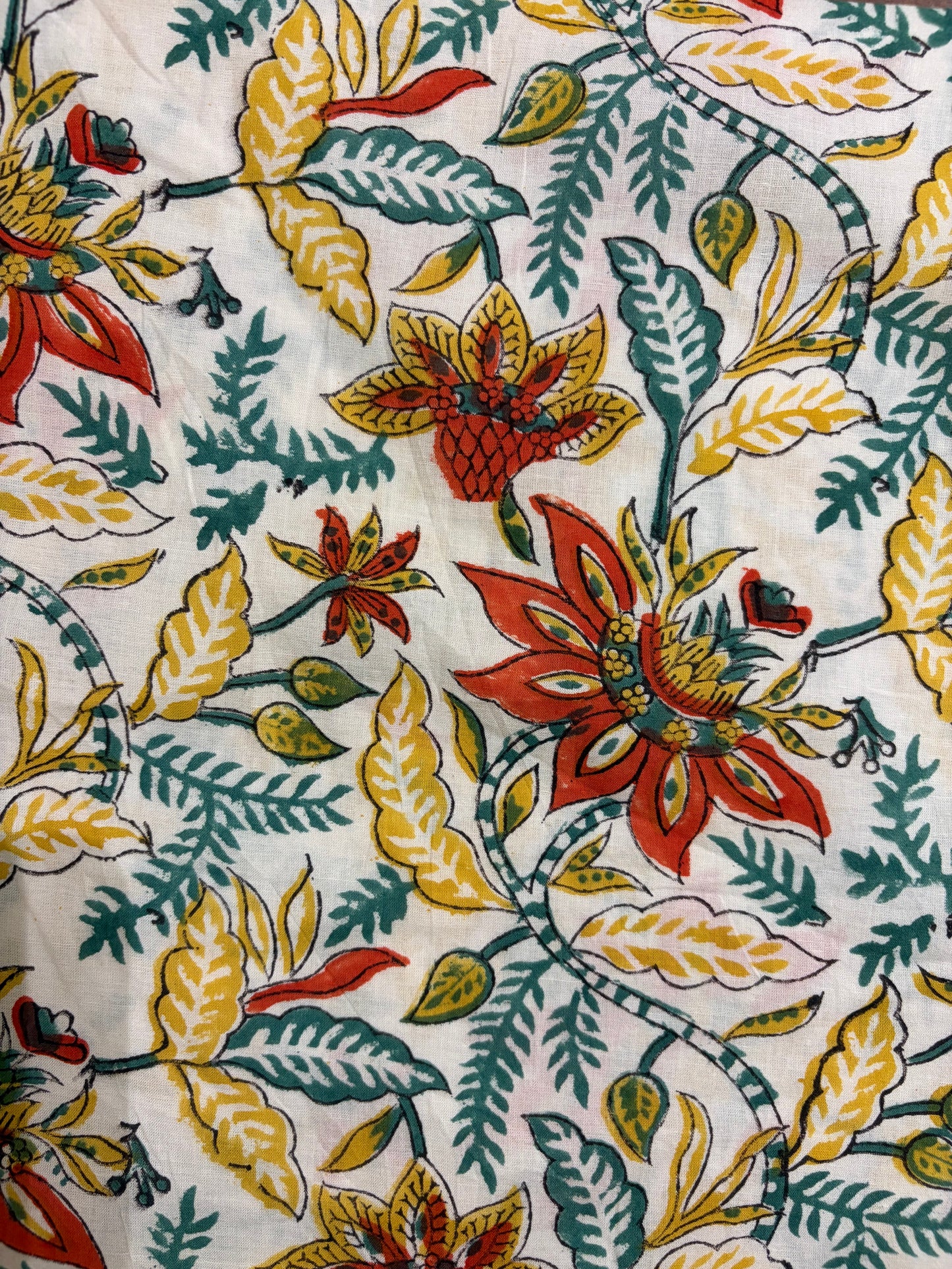 100% Cotton Hand Block Printed Fabric | Tropical Floral & Leaf Print Cotton Fabric | Jaipur Block Print Textile | Wholesale Fabric Manufacturer
