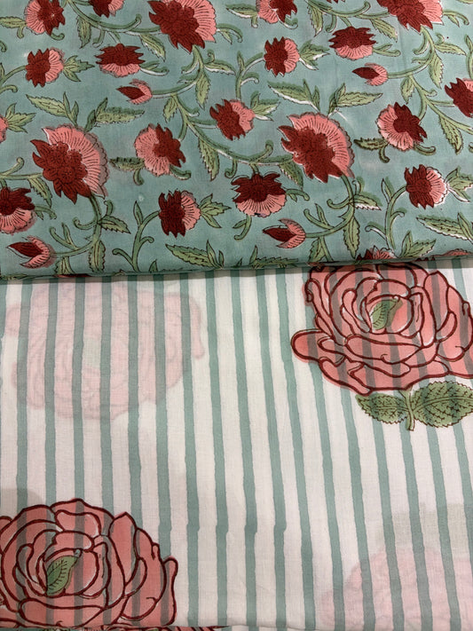 100% Cotton Hand Block Printed Fabric | Tropical Floral & Leaf Print Cotton Fabric | Jaipur Block Print Textile | Wholesale Fabric Manufacturer (Copy)