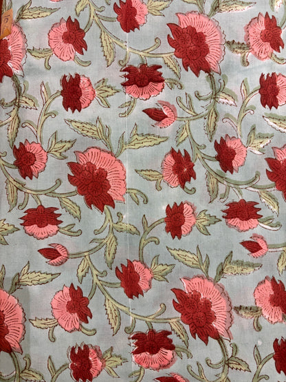 100% Cotton Hand Block Printed Fabric | Tropical Floral & Leaf Print Cotton Fabric | Jaipur Block Print Textile | Wholesale Fabric Manufacturer (Copy)