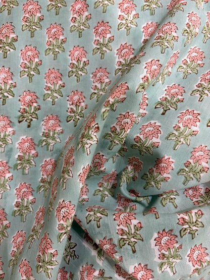 100% Cotton Hand Block Printed Fabric | Tropical Floral & Leaf Print Cotton Fabric | Jaipur Block Print Textile | Wholesale Fabric Manufacturer (Copy)