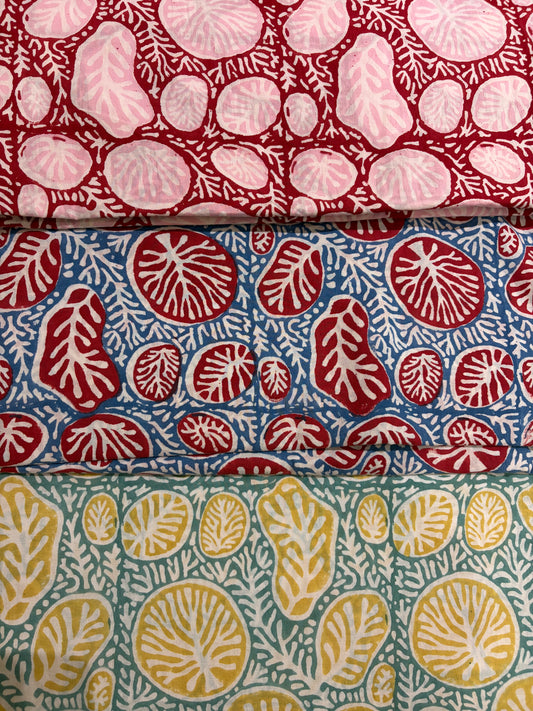 100% Cotton Hand Block Printed Fabric | Tropical Floral & Leaf Print Cotton Fabric | Jaipur Block Print Textile | Wholesale Fabric Manufacturer (Copy)