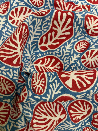 100% Cotton Hand Block Printed Fabric | Tropical Floral & Leaf Print Cotton Fabric | Jaipur Block Print Textile | Wholesale Fabric Manufacturer (Copy)