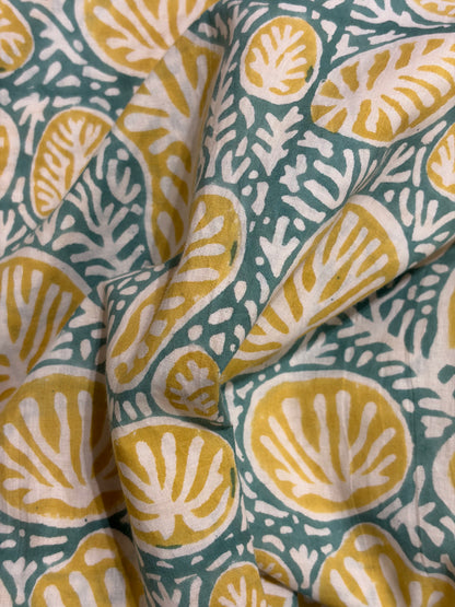 100% Cotton Hand Block Printed Fabric | Tropical Floral & Leaf Print Cotton Fabric | Jaipur Block Print Textile | Wholesale Fabric Manufacturer (Copy)