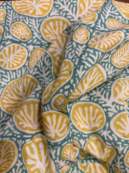 100% Cotton Hand Block Printed Fabric | Tropical Floral & Leaf Print Cotton Fabric | Jaipur Block Print Textile | Wholesale Fabric Manufacturer (Copy)