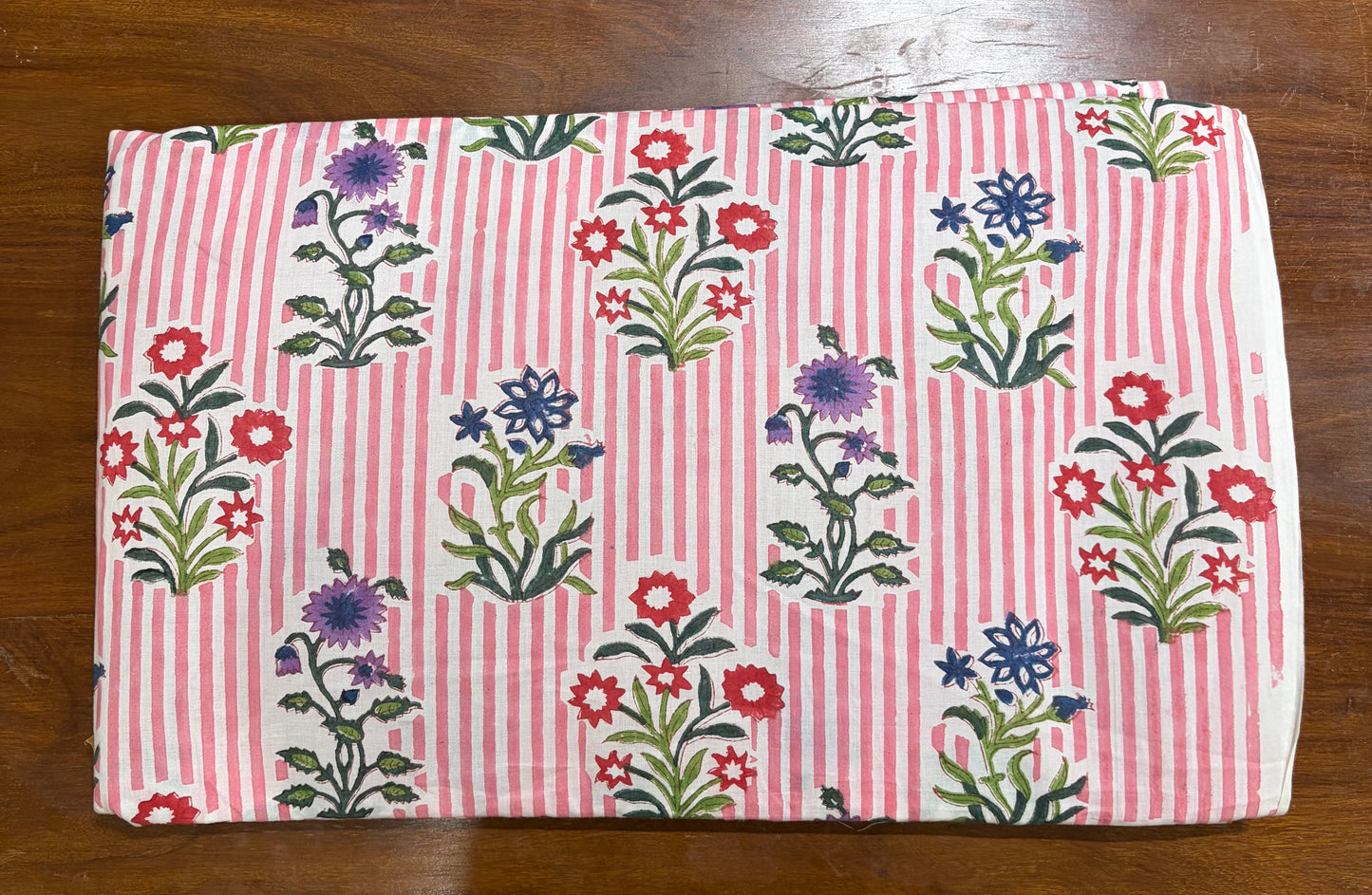 100% Cotton Hand Block Print Stripe Fabric | Flor100% Cotton Hand Block Print Floral Stripe Fabric | Jaipur Printed Cotton Dress Material | Botanical Cotton Fabric Manufacturer