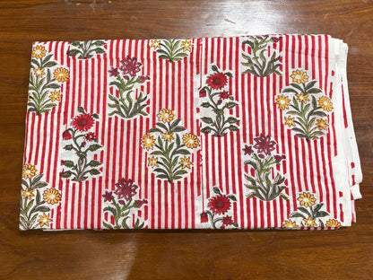 100% Cotton Hand Block Print Stripe Fabric | Flor100% Cotton Hand Block Print Floral Stripe Fabric | Jaipur Printed Cotton Dress Material | Botanical Cotton Fabric Manufacturer