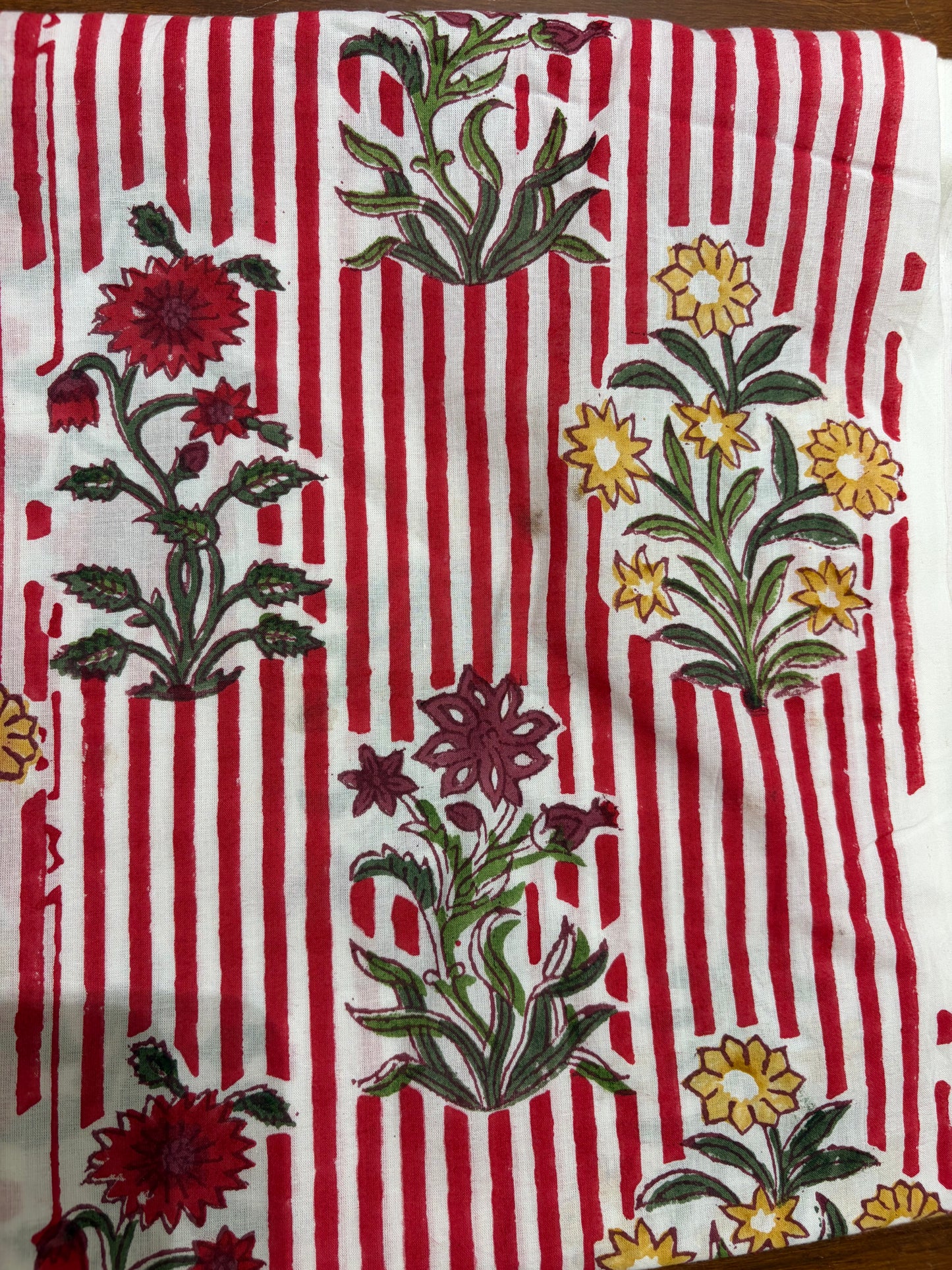 100% Cotton Hand Block Print Stripe Fabric | Flor100% Cotton Hand Block Print Floral Stripe Fabric | Jaipur Printed Cotton Dress Material | Botanical Cotton Fabric Manufacturer