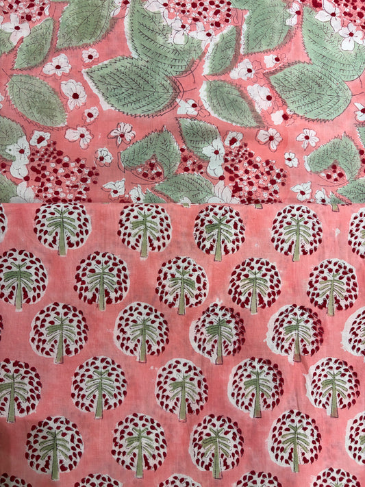 100% Cotton Hand Block Printed Fabric | Floral & Botanical Print with Coordinating Buta | Premium Jaipur Cotton Fabric | OEM & Wholesale Manufacturer Product