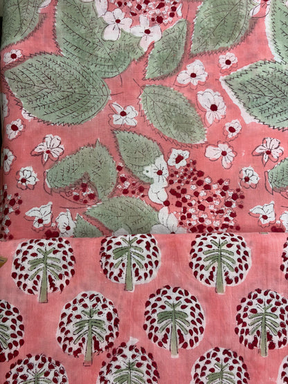 100% Cotton Hand Block Printed Fabric | Floral & Botanical Print with Coordinating Buta | Premium Jaipur Cotton Fabric | OEM & Wholesale Manufacturer Product