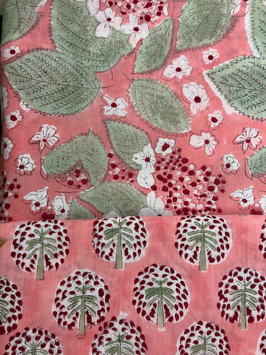 100% Cotton Hand Block Printed Fabric | Floral & Botanical Print with Coordinating Buta | Premium Jaipur Cotton Fabric | OEM & Wholesale Manufacturer Product