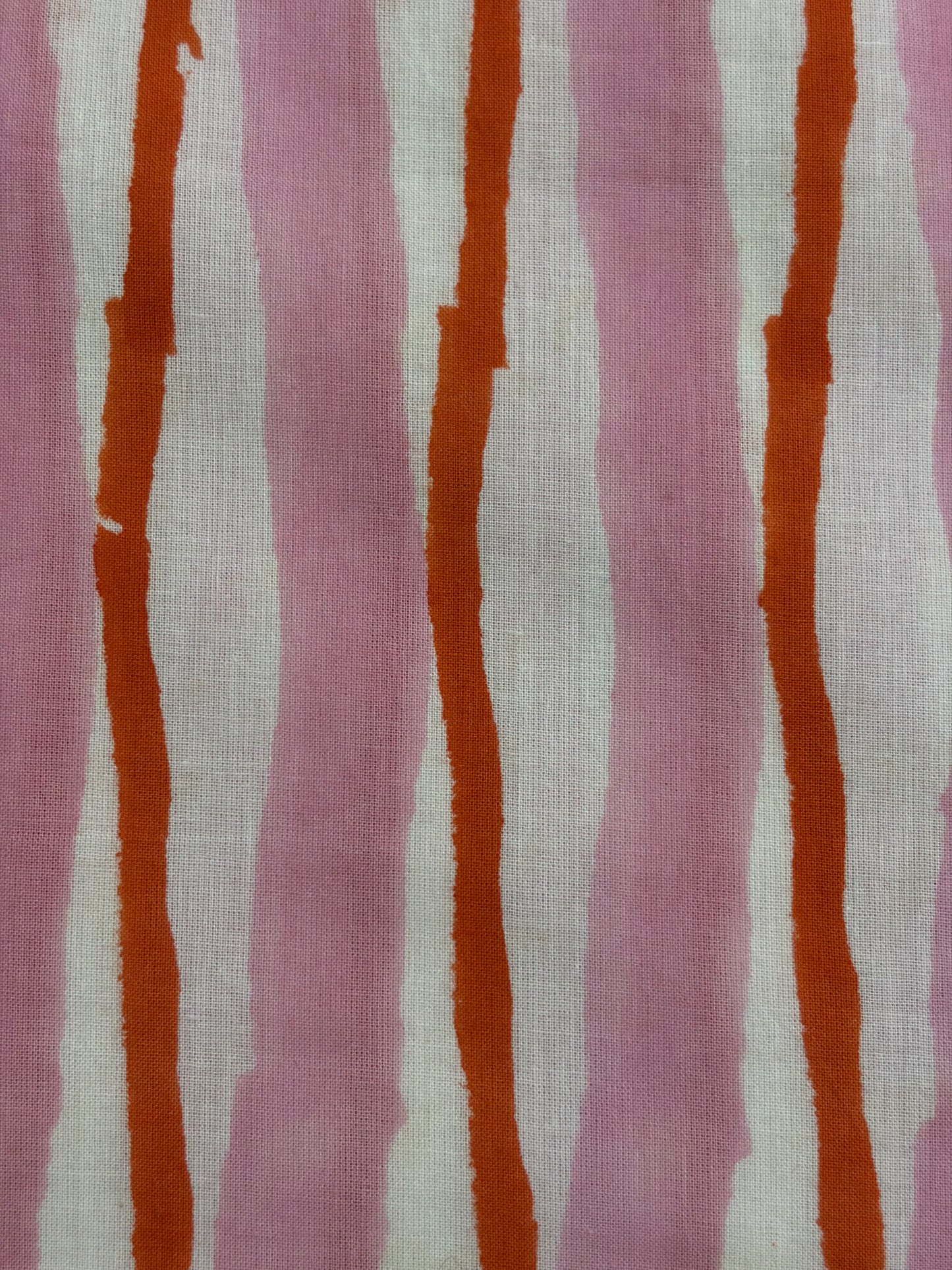 100% Cotton Hand Block Printed Stripe Fabric | Pink & Coral Vertical Stripe Cotton Fabric | Jaipur Handmade Cotton Textile | Wholesale Fabric Manufacturer