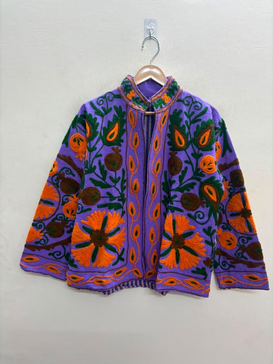 Handcrafted Suzani Embroidered Cotton Jacket – Floral Artisan Open Front Jacket (Copy) (Copy) (Copy) (Copy) (Copy)