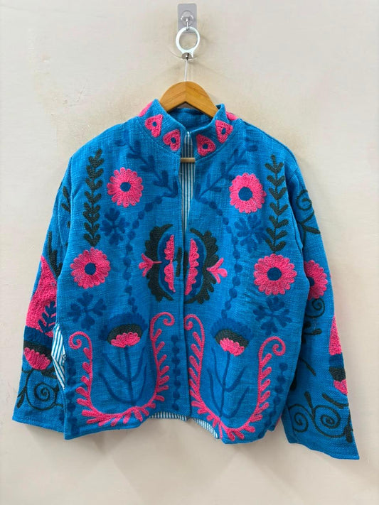 Handcrafted Suzani Embroidered Cotton Jacket – Floral Artisan Open Front Jacket (Copy) (Copy) (Copy) (Copy) (Copy) (Copy) (Copy)