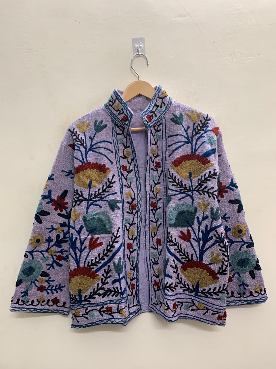 Handcrafted Suzani Embroidered Cotton Jacket – Floral Artisan Open Front Jacket (Copy) (Copy) (Copy) (Copy)