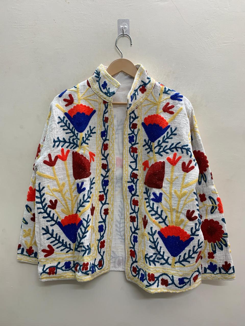Handcrafted Suzani Embroidered Cotton Jacket – Floral Artisan Open Front Jacket (Copy) (Copy) (Copy) (Copy) (Copy) (Copy) (Copy) (Copy) (Copy) (Copy)