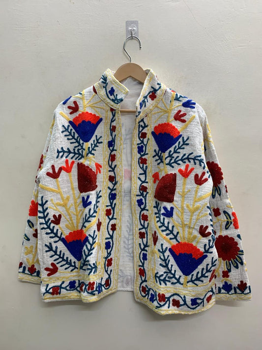 Handcrafted Suzani Embroidered Cotton Jacket – Floral Artisan Open Front Jacket (Copy) (Copy) (Copy) (Copy) (Copy) (Copy) (Copy) (Copy) (Copy) (Copy)