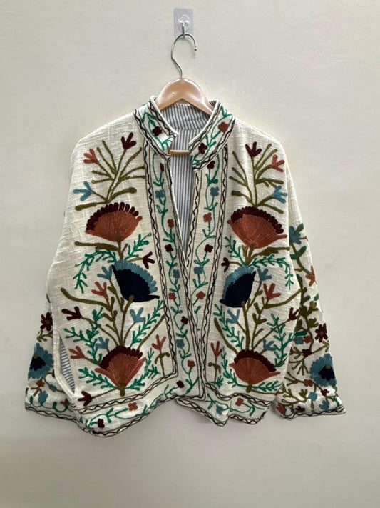 Handcrafted Suzani Embroidered Cotton Jacket – Floral Artisan Open Front Jacket (Copy) (Copy) (Copy) (Copy) (Copy) (Copy) (Copy) (Copy) (Copy)