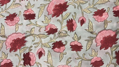 100% Cotton Hand Block Printed Fabric | Tropical Floral & Leaf Print Cotton Fabric | Jaipur Block Print Textile | Wholesale Fabric Manufacturer (Copy)