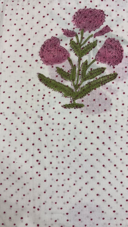 100% Cotton Hand Block Print Fabric | Floral Stripe Jaipur Print Cotton Fabric | Indian Handmade Fabric for Dresses, Quilts & Home Decor