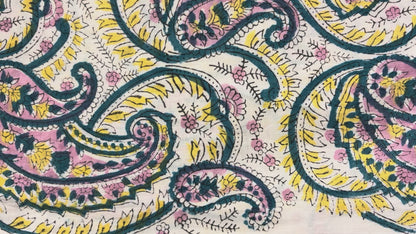 100% Cotton Hand Block Print Paisley Fabric | Green Floral Printed Cotton Fabric | Indian Jaipur Fabric for Apparel, Home Decor & Quilting | Wholesale Manufacturer