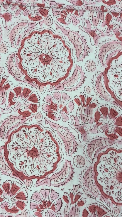 100% Cotton Hand Block Print Fabric Set | Floral Buta & Border Print Cotton Fabric | Indian Jaipur Cotton Fabric for Dress Material, Home Décor & Wholesale
