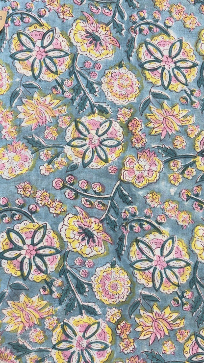 100% Cotton Hand Block Print Fabric | Vintage Floral Cotton Fabric | Jaipur Block Printed Dress Material | Custom Colors Available