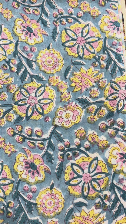 100% Cotton Hand Block Print Fabric | Vintage Floral Cotton Fabric | Jaipur Block Printed Dress Material | Custom Colors Available