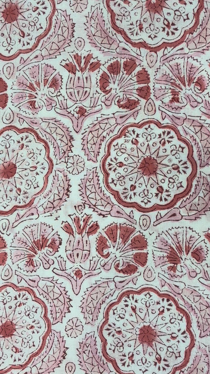 100% Cotton Hand Block Print Fabric Set | Floral Buta & Border Print Cotton Fabric | Indian Jaipur Cotton Fabric for Dress Material, Home Décor & Wholesale