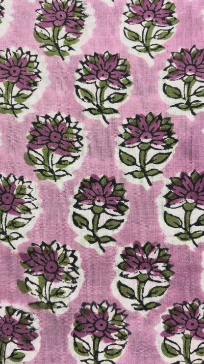 100% Cotton Hand Block Print Paisley 100% Cotton Hand Block Print Floral Fabric | Lavender Botanical Cotton Fabric | Coordinated Print Collection | Jaipur Manufacturer