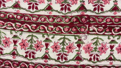 100% Cotton Hand Block Print Fabric Set | Floral Buti with Coordinated Border Print | Jaipur Printed Cotton Dress Material Fabric | Wholesale Manufacturer & Exporter