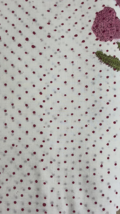 100% Cotton Hand Block Print Fabric | Floral Stripe Jaipur Print Cotton Fabric | Indian Handmade Fabric for Dresses, Quilts & Home Decor
